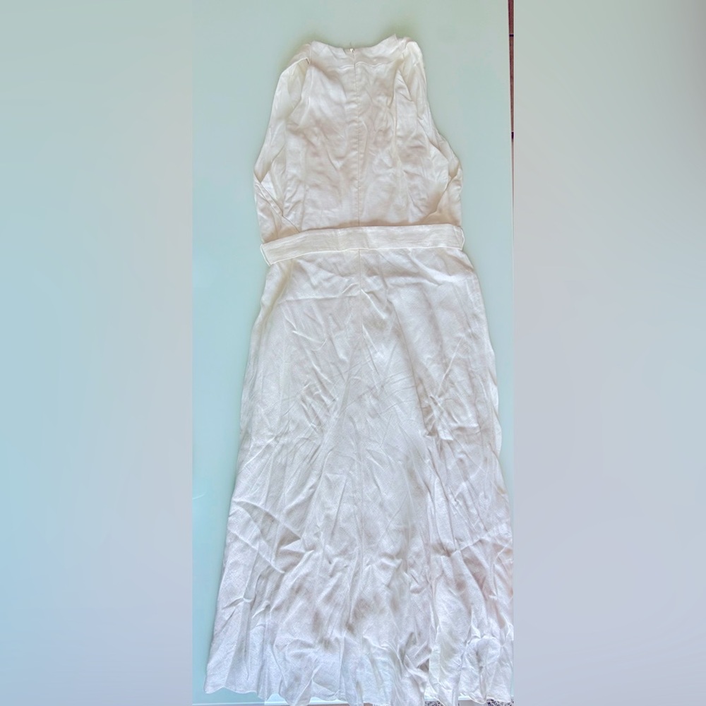 Mango White Sleeveless V-Neck Maxi Dress with Ring Belt - Picture 3 of 7
